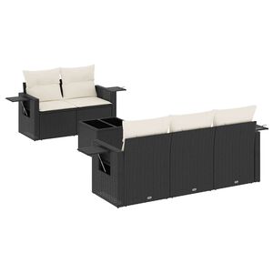 vidaXL Set mobilier de grădină cu perne, 6 piese, negru, poliratan