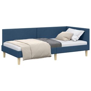 vidaXL Cadru de pat colțar albastru 80 cm x 200 cm Țesătură și placaj