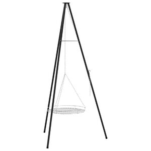 vidaXL Treppied pentru foc de tabără 2 pcs Negru Oțel