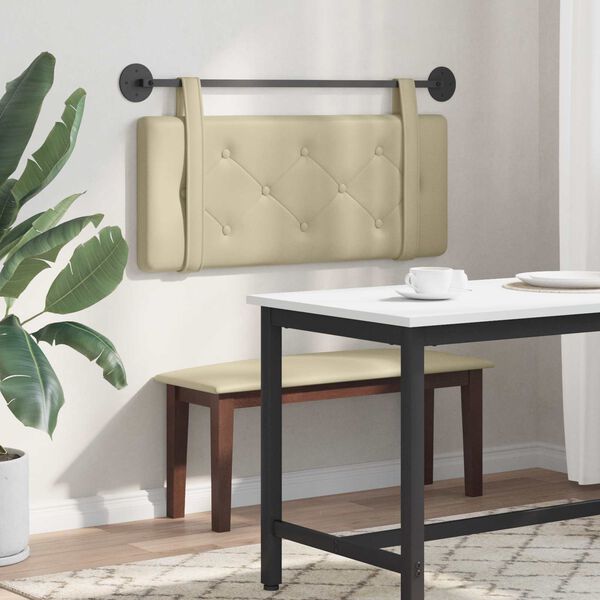 vidaXL Cap de pat suspendat Pe perete Crem 100 cm Piele artificială