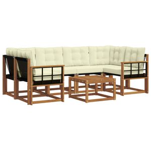 vidaXL Set de canapele de exterior cu pernă 7 pcs Natural și Crem