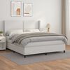 vidaXL Pat box spring cu saltea, alb, 180x200 cm, piele ecologică