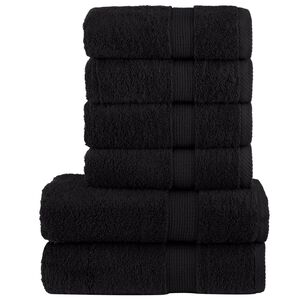 vidaXL Set de prosoape premium SOLUND, 6 piese, negru, 600 g/m&sup2;