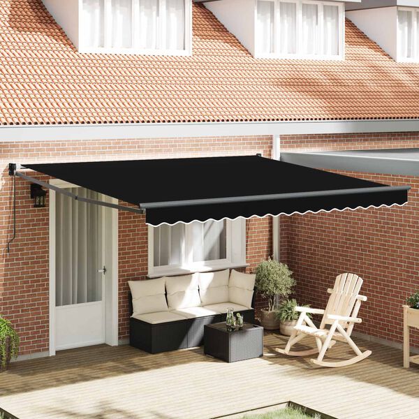 vidaXL Cortina Retractabilă Negru 400 &times; 300 cm Poliester și Aluminiu