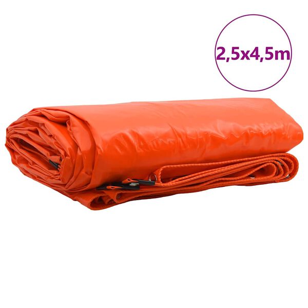 vidaXL P&acirc;nză 650g / m&sup2; Portocaliu 2,5 x 4,5 m P&acirc;nză cu acoperire PVC