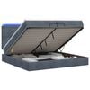 vidaXL Pat Ottoman cu Saltea și LED Gri &icirc;nchis 200 x 200 cm Catifea