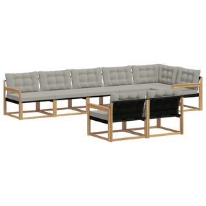 vidaXL Set de canapele de exterior cu pernă 8 pcs Alb și gri deschis