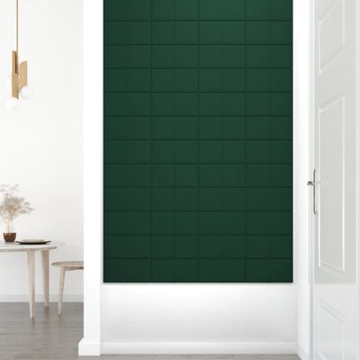 vidaXL Panouri de perete 12 buc. verde închis 30x15 cm textil 0,54 m²