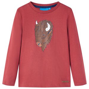 Tricou pentru copii cu m&acirc;neci lungi, roșu ars, 116