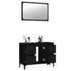 vidaXL Set mobilier de baie, 2 piese, negru, lemn compozit