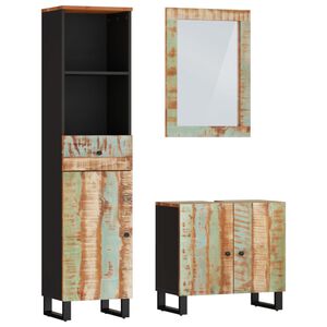 vidaXL Set mobilier de baie, 3 piese, lemn masiv reciclat