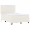 vidaXL Pat cu arc LED Crema și Alb 140 x 190 cm Țesătură din corduroy