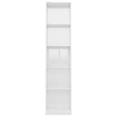 vidaXL Bibliotecă cu 5 rafturi, alb extralucios, 40x24x175 cm, PAL