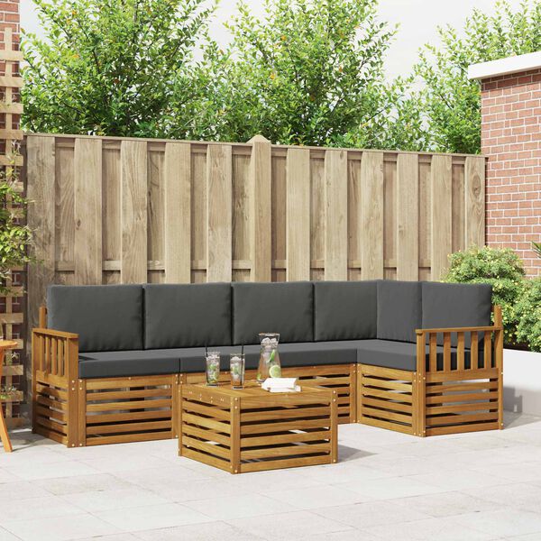 vidaXL Seturi de canapele cu pernă 6 pcs Natural și Antracit