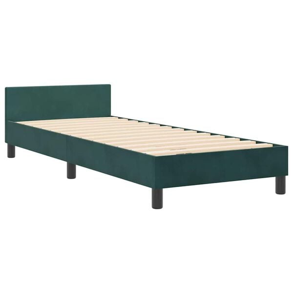 vidaXL Pat cu arcuri cu headboard Verde &icirc;nchis 80 x 200 cm Catifea