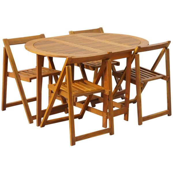 vidaXL Set mobilier de exterior pliabil, 5 piese, lemn masiv de acacia