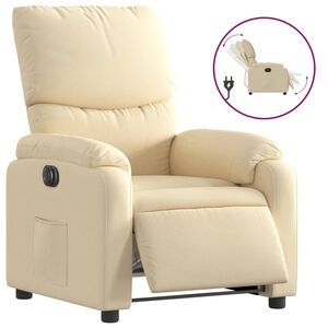 vidaXL Fotoliu rabatabil electric, crem, material textil