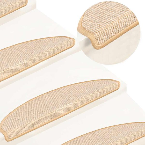 vidaXL Covorașe pentru scări, 15 buc., 65x21x4 cm, alb și maro, semirotunde, mari