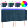 vidaXL Tăblie de pat cu LED, albastru &icirc;nchis, 183x16x118/128cm catifea