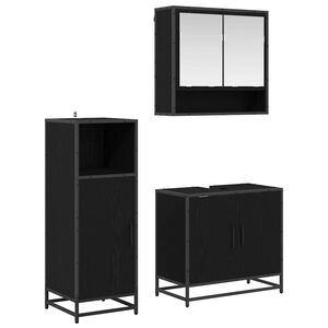 vidaXL Set de mobilier pentru baie 3 pcs Stejar Negru Lemn compozit