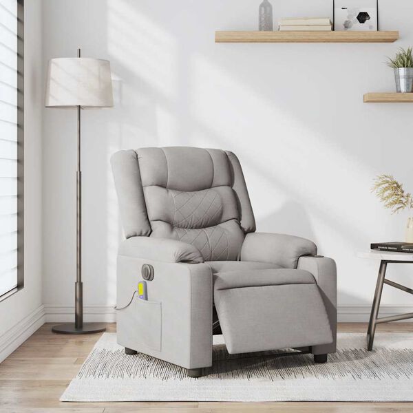 vidaXL Scaun reclinabil electric pentru masaj Cloud Grey Fabric