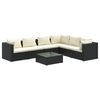 vidaXL Set mobilier de grădină cu perne, 7 piese, negru, poliratan