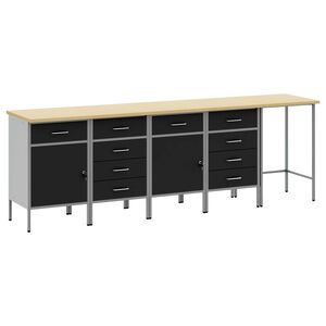vidaXL Set de dulapuri de lucru cu sertar Manual 5 buc. Negru și Gri