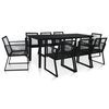 vidaXL Set mobilier de exterior, 9 piese, negru, ratan PVC