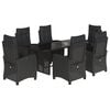 vidaXL Set mobilier de grădină cu perne, 7 piese, negru, poliratan