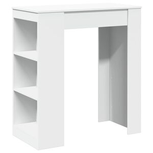 vidaXL Masă de bar cu rafturi, alb, 95x47x103,5 cm, lemn prelucrat