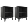 vidaXL Noptiere cu picioare metal 2 buc negru extralucios 40x30x50 cm
