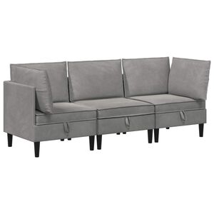 vidaXL Set de mobilier pentru living 3 buc. Gri deschis Catifea