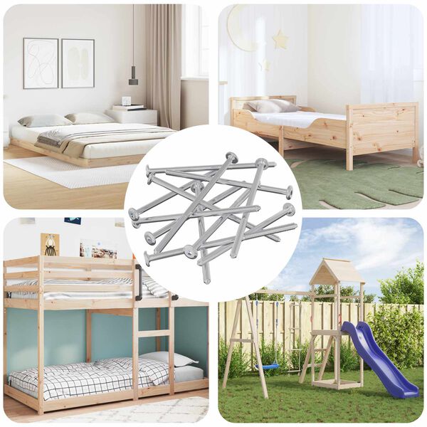 vidaXL Șuruburi pentru mobilă 12 pcs Argintiu M6 x 120 mm Oțel