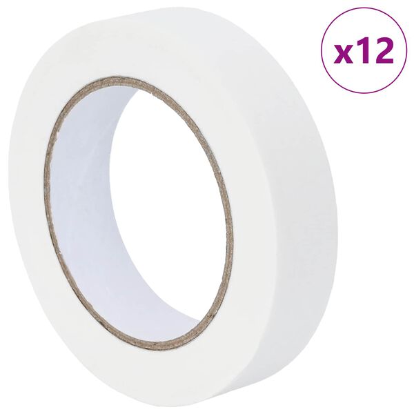 vidaXL Bende de Mascare pentru Pictori 12 pcs Alb 25mm x 50m H&acirc;rtie