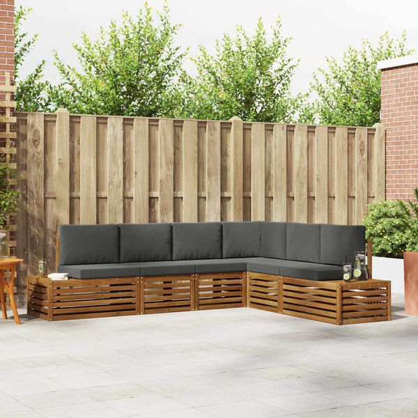 vidaXL Set de canapele de exterior 6 Bucată Natural și Antracit