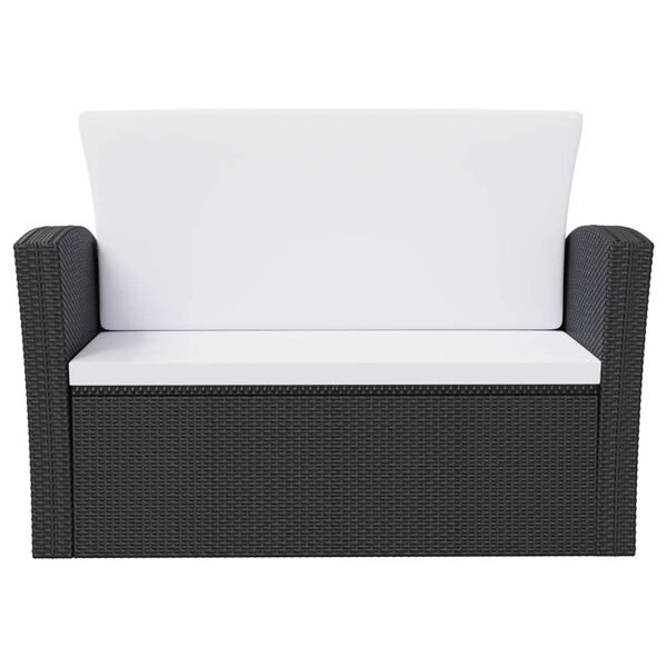 vidaXL Set mobilier de grădină cu perne, 8 piese, negru, poliratan