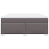 vidaXL Pat box spring cu saltea, gri, 180x200 cm, piele ecologică