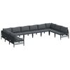 vidaXL Set de canapele pentru grădină cu pernă 10 pcs Negru Oțel