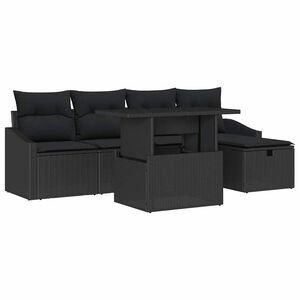 vidaXL Set de canapele pentru grădină cu pernă 6 pcs Negru poliratan