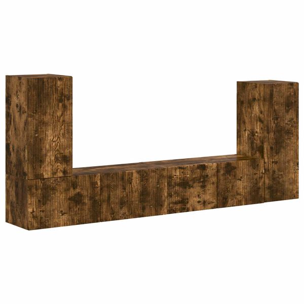 vidaXL Set comodă TV 4 pcs Stejar fumuriu Lemn compozit