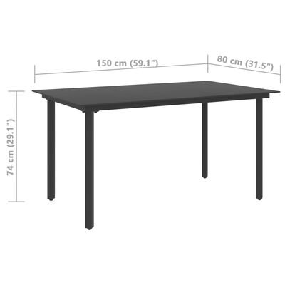 vidaXL Set mobilier de masă pentru grădină, 5 piese, negru, ratan PVC