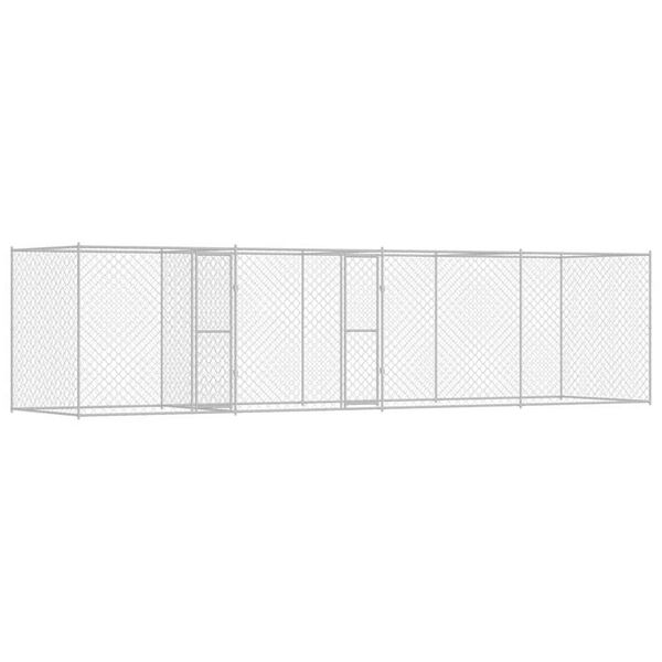 vidaXL Cușcă pentru c&acirc;ine Argintiu 800 x 200 x 200 cm Oțel Galvanizat