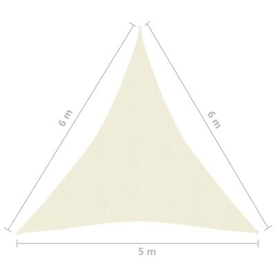 vidaXL Pânză parasolar, crem, 5x6x6 m, HDPE, 160 g/m²