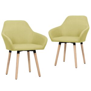 vidaXL Scaune de bucătărie, 2 buc., verde, material textil