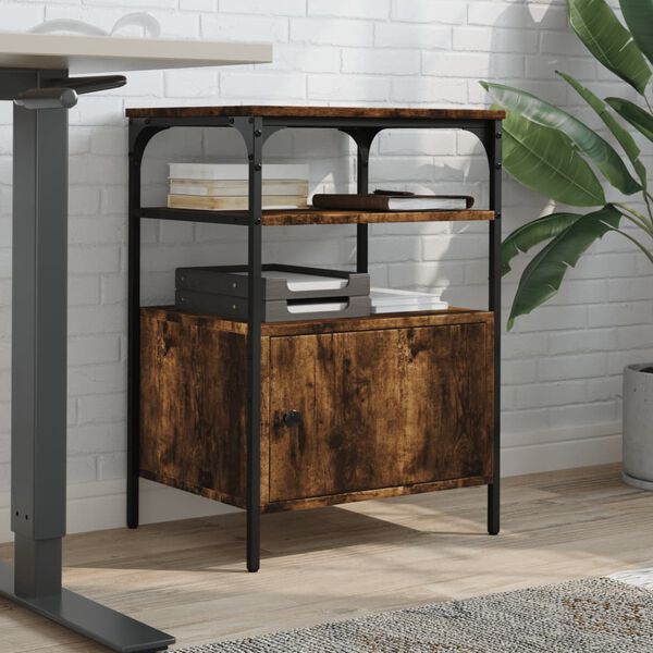 vidaXL Suport imprimantă 3 niveluri, stejar fumuriu, 50x40x76 cm lemn