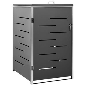 vidaXL Magazie pentru pubelă unică, 69x77,5x112,5 cm, oțel inoxidabil