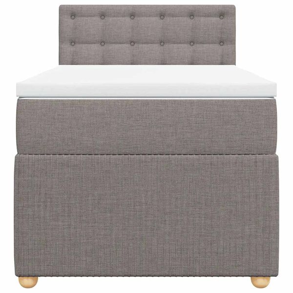 vidaXL Pat box spring cu saltea, gri taupe, 90x190 cm, textil