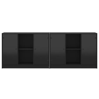 vidaXL Bibliotecă cu uși, negru, 204x37x75 cm, lemn compozit