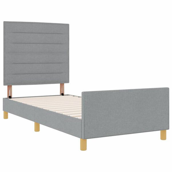 vidaXL Cadru de pat cu headboard Gri deschis 100 x 200 cm țesătură