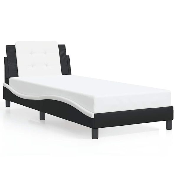 vidaXL Cadru de pat fără saltea Zadar negru și alb 90x190 cm piele artificială
